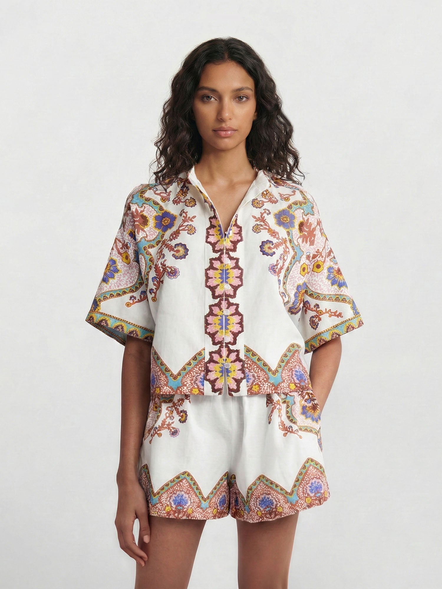 Noa - Conjunto camisero estampado boho étnico