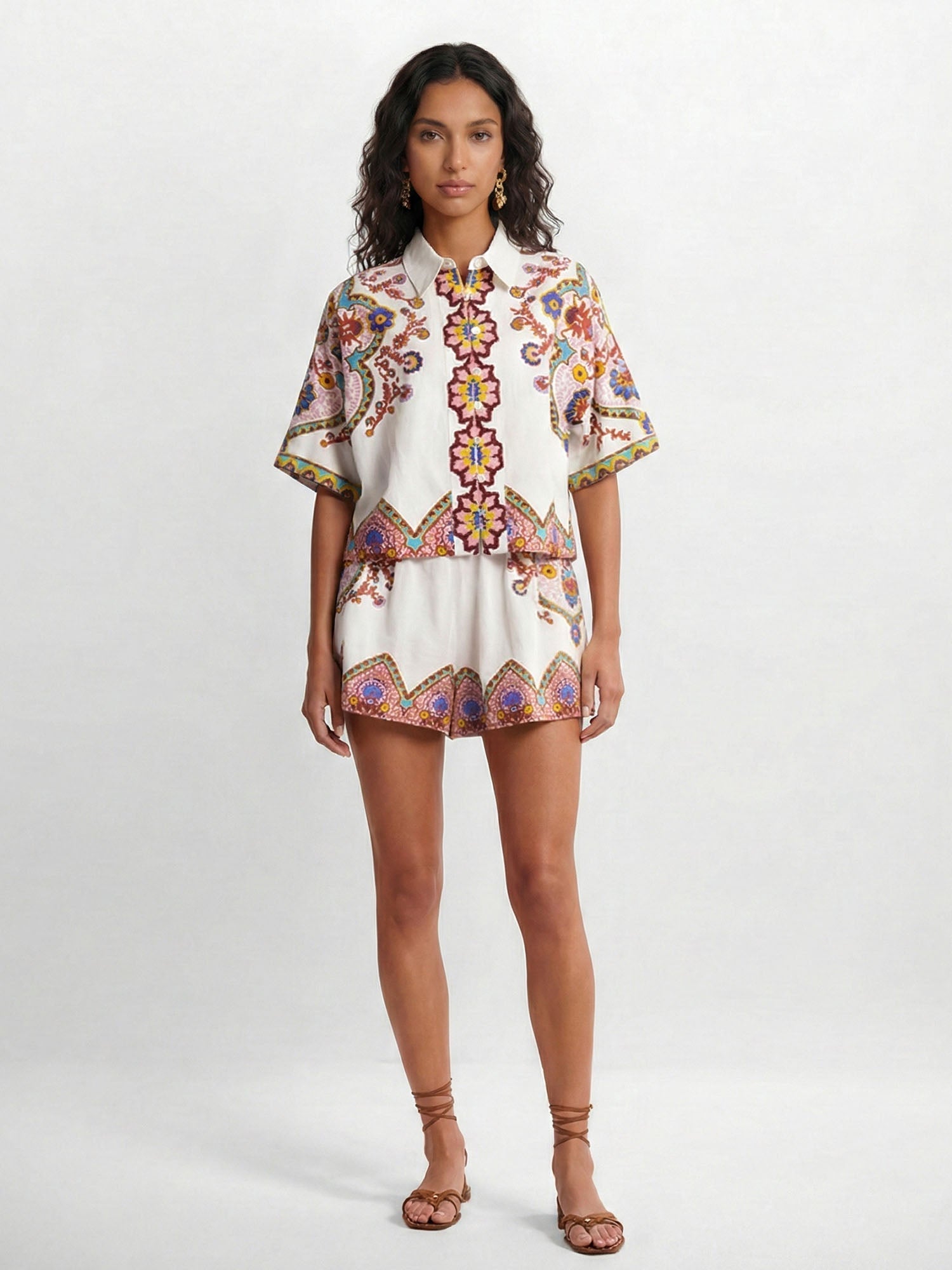 Noa - Conjunto camisero estampado boho étnico