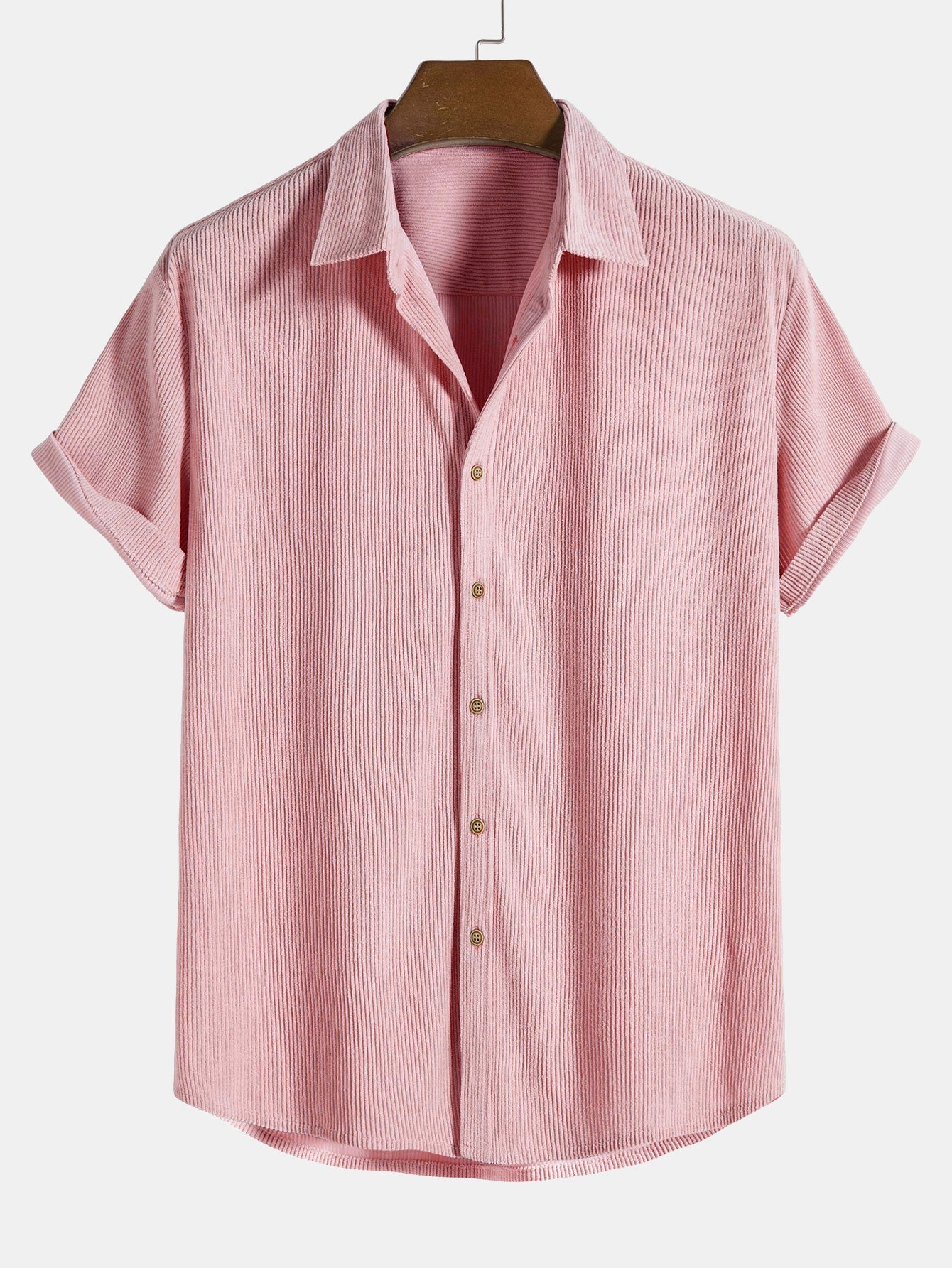 Camisa de algodón con botones y mangas cortas