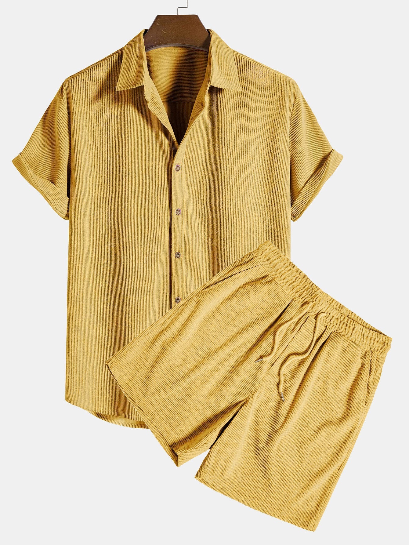Camisa de pana de manga corta con botones + shorts