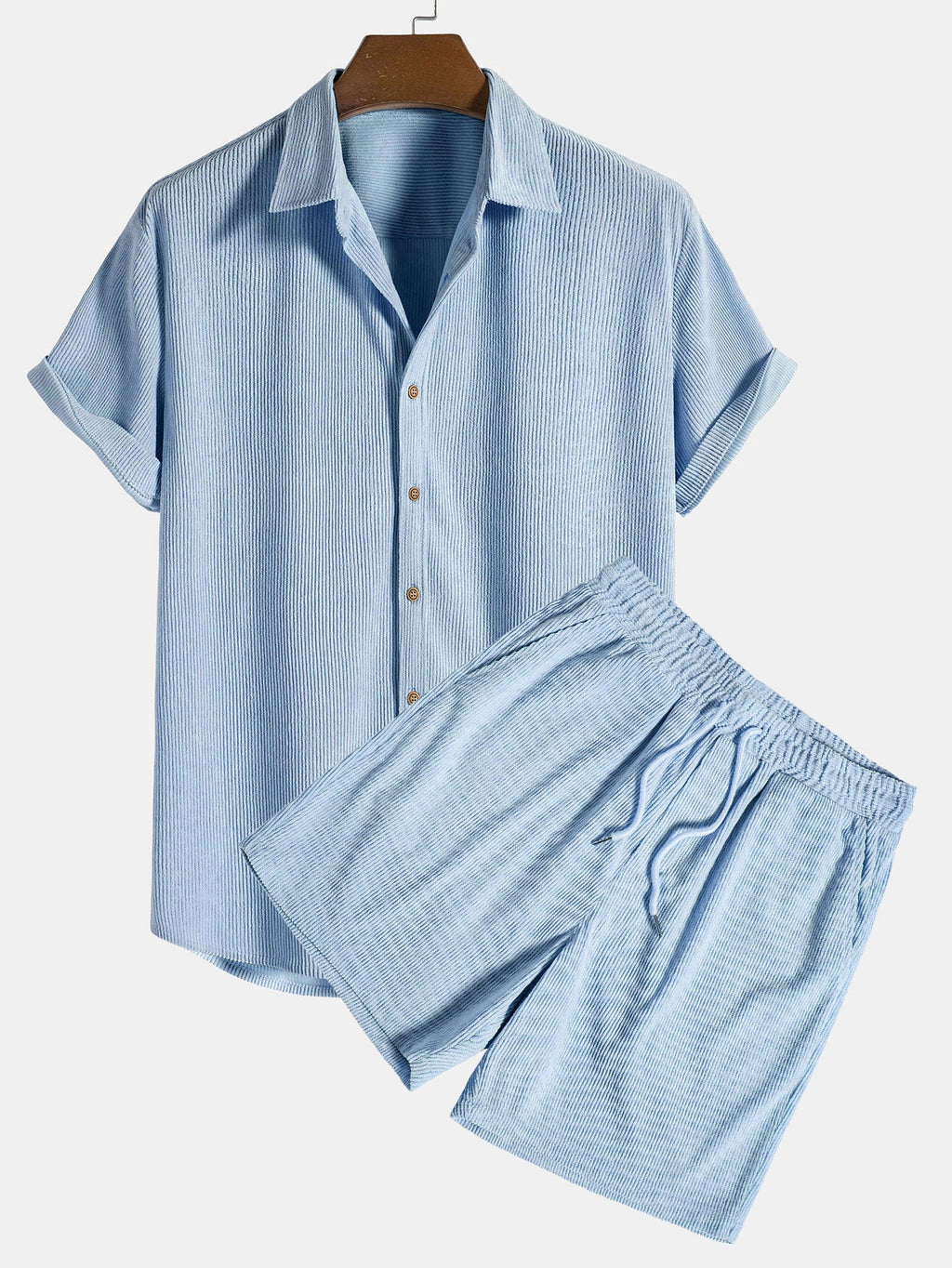 Camisa de pana de manga corta con botones + shorts
