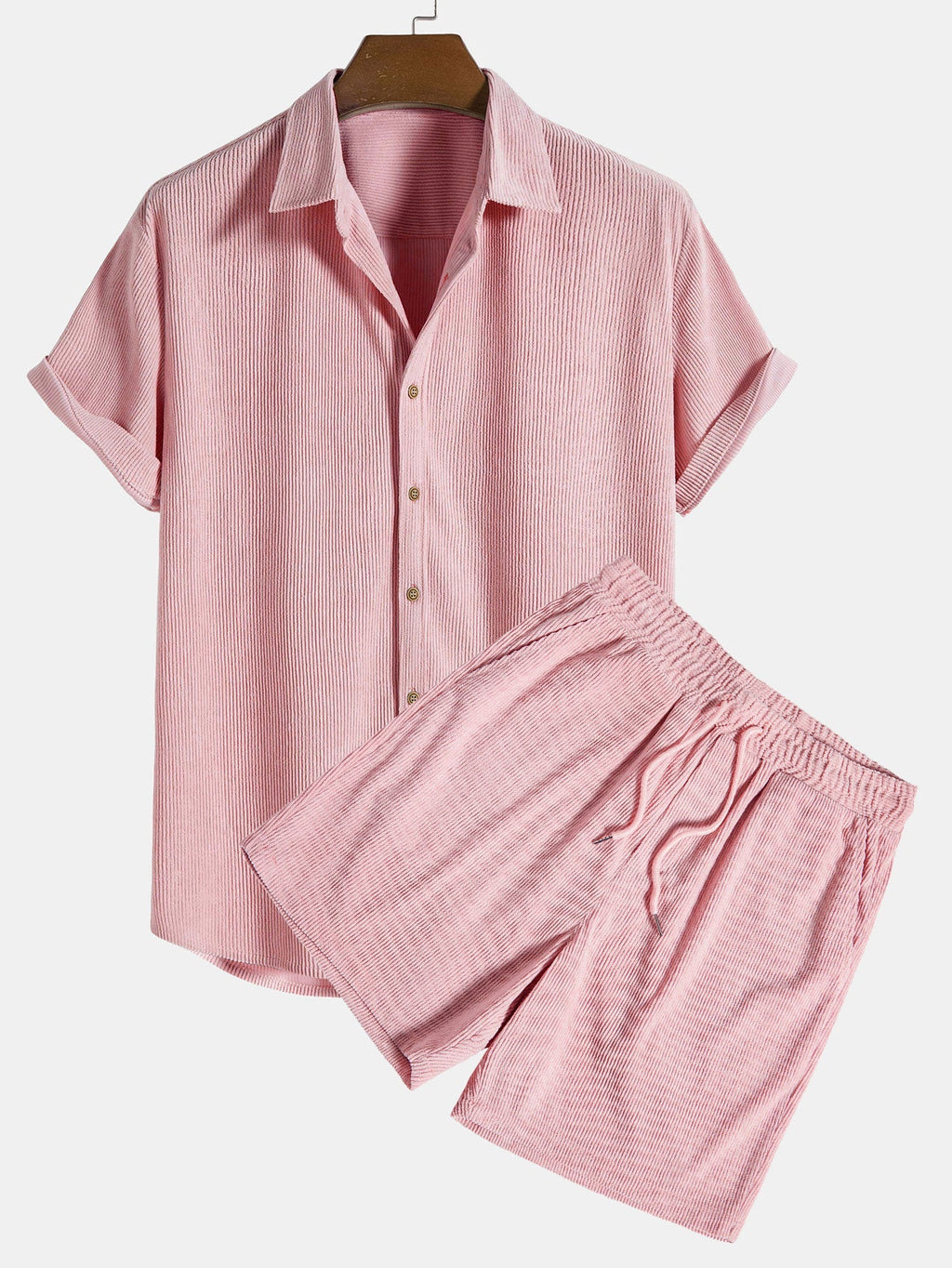 Camisa de pana de manga corta con botones + shorts
