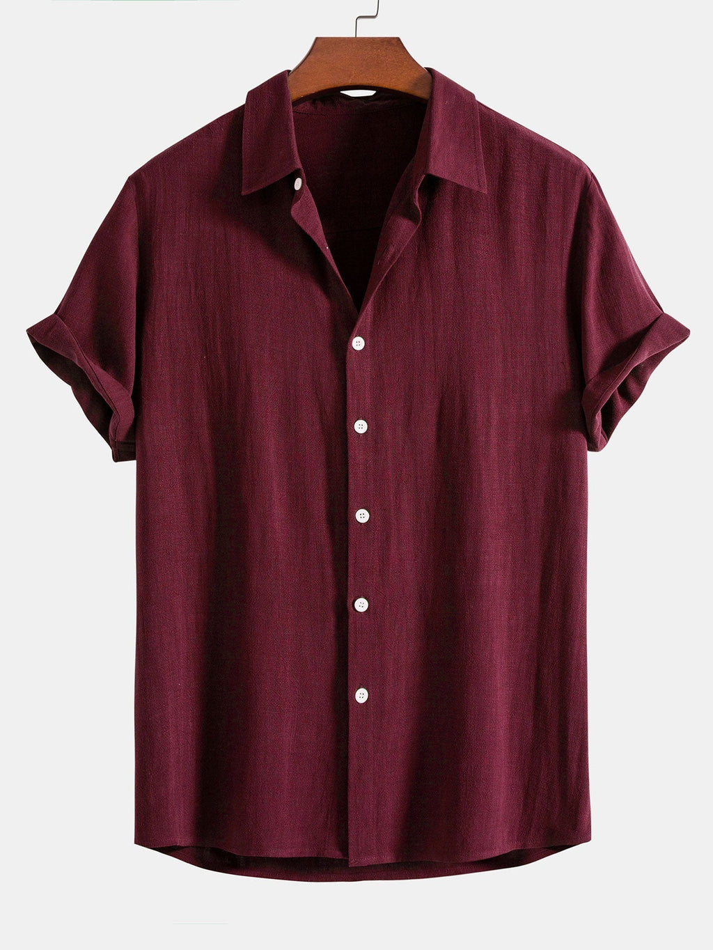Conjunto de camisa con botones en mezcla de lino y rayón + pantalón recto de lino