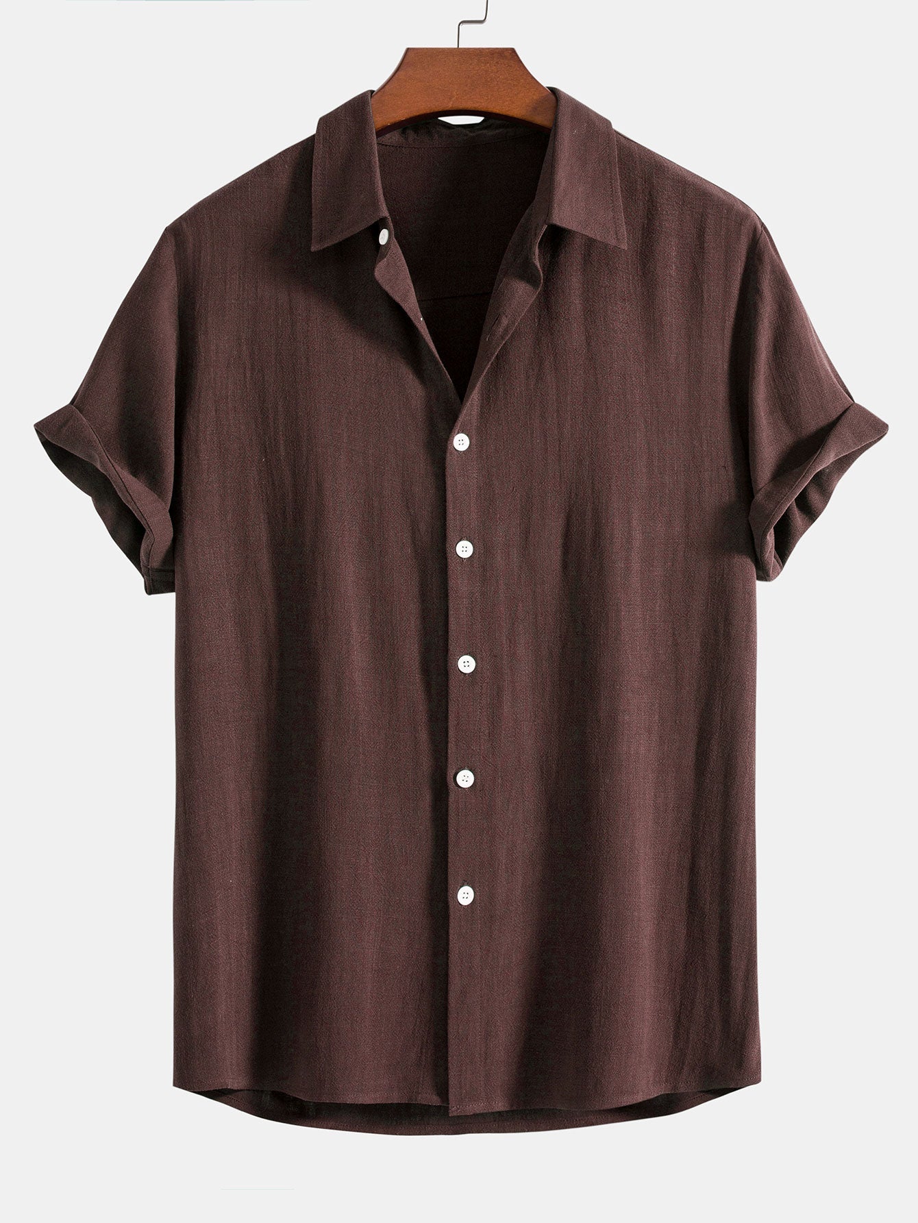 Conjunto de camisa con botones en mezcla de lino y rayón + pantalón recto de lino