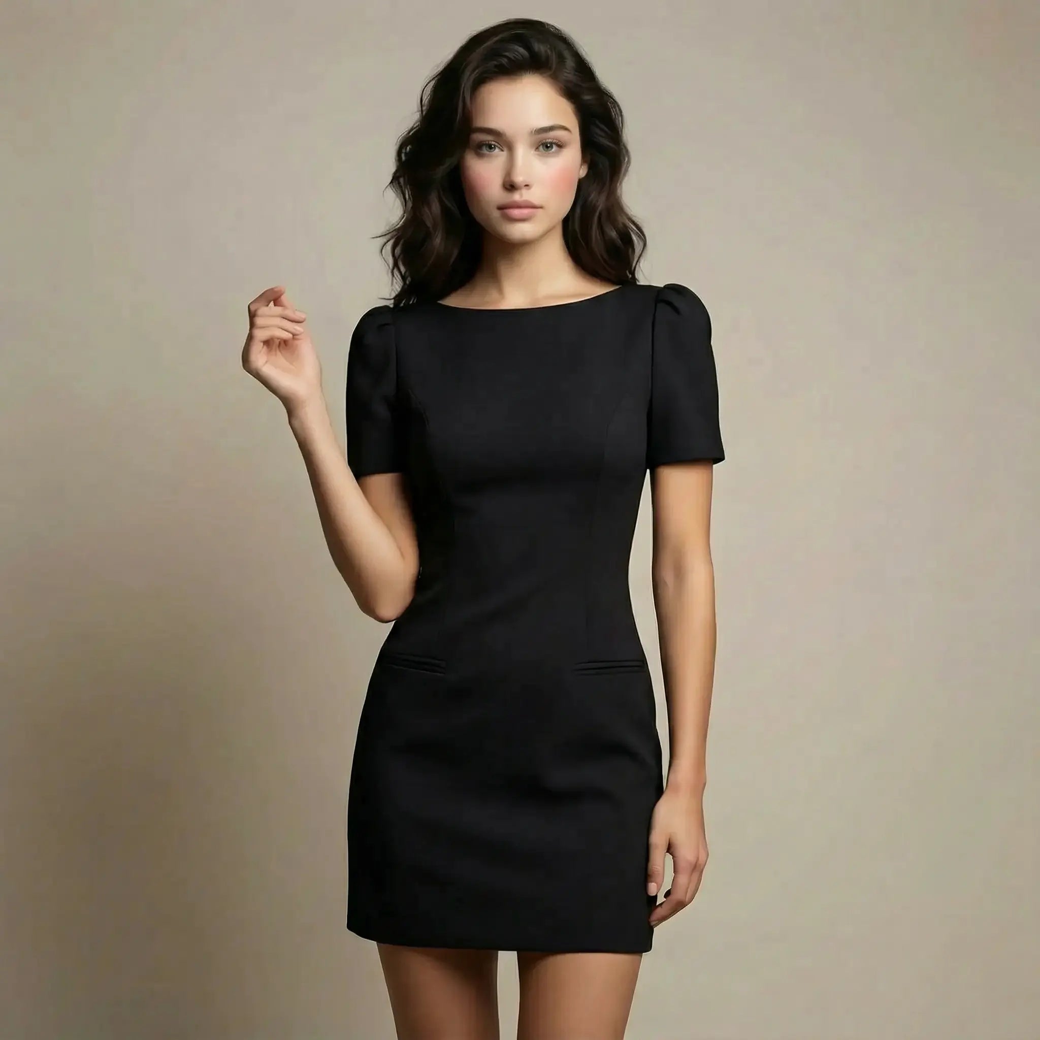 JANINE - Minivestido con mangas abullonadas