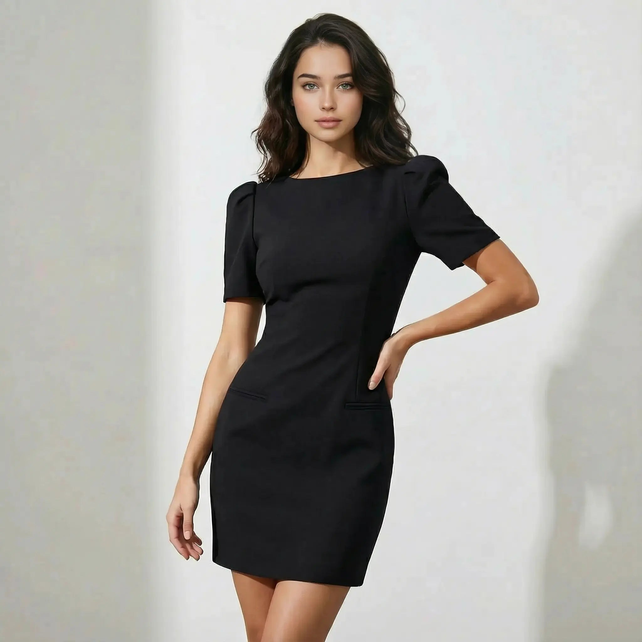 JANINE - Minivestido con mangas abullonadas
