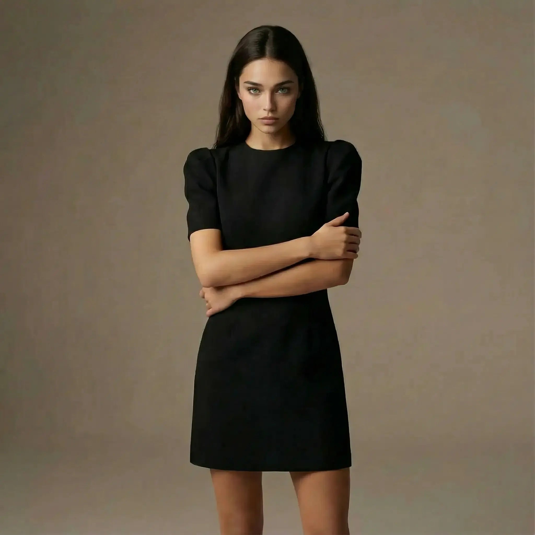 JANINE - Minivestido con mangas abullonadas