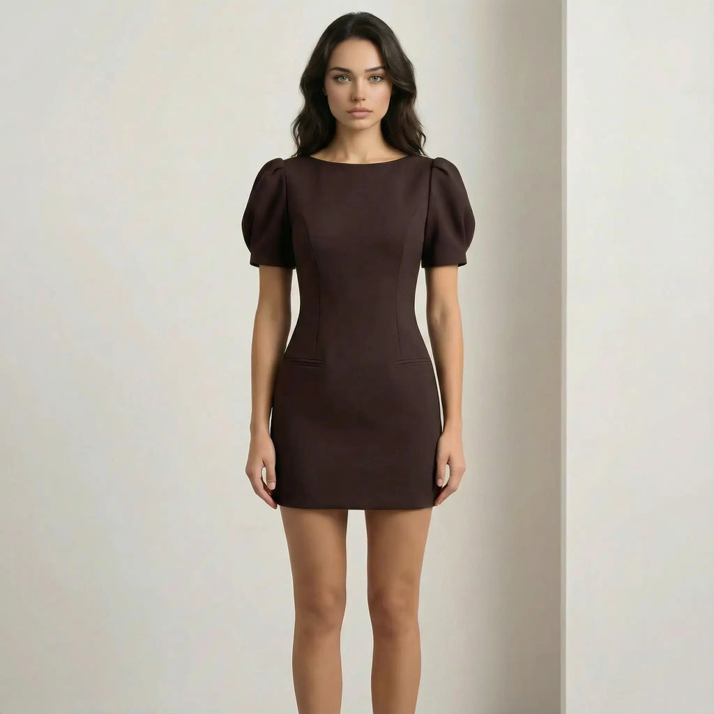 JANINE - Minivestido con mangas abullonadas