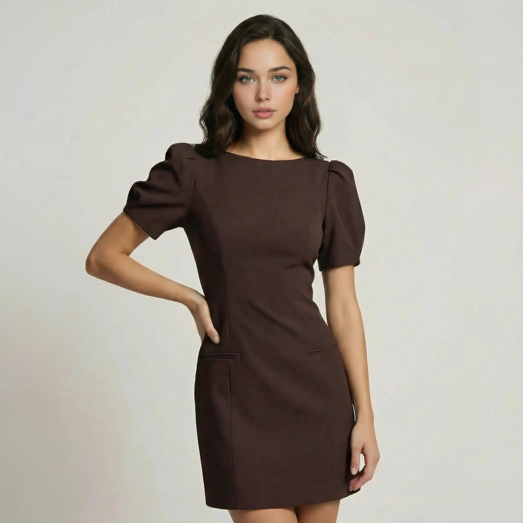 JANINE - Minivestido con mangas abullonadas