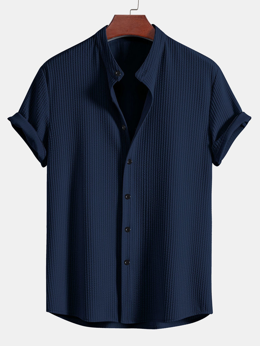 Camisa muscle fit acanalada con cuello alto
