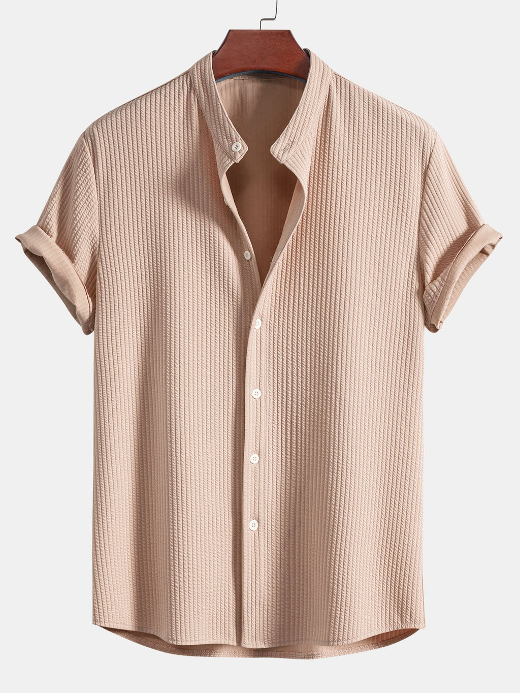Camisa muscle fit acanalada con cuello alto