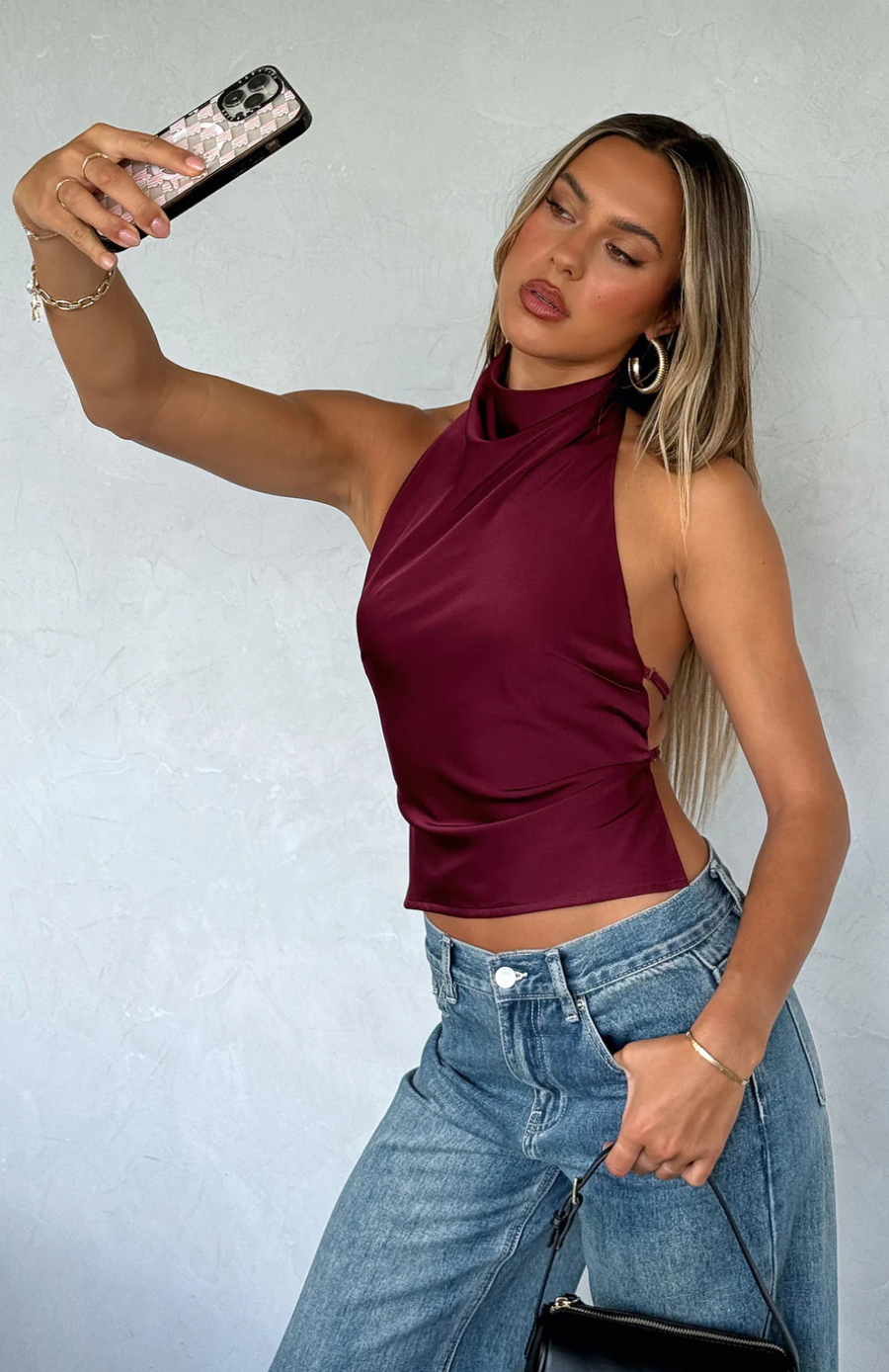 Martina - Top halter satinado espalda descubierta