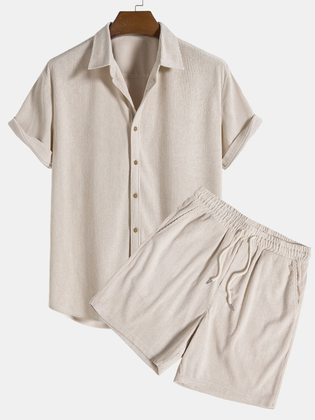 Camisa de pana de manga corta con botones + shorts
