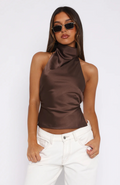 Martina - Top halter satinado espalda descubierta