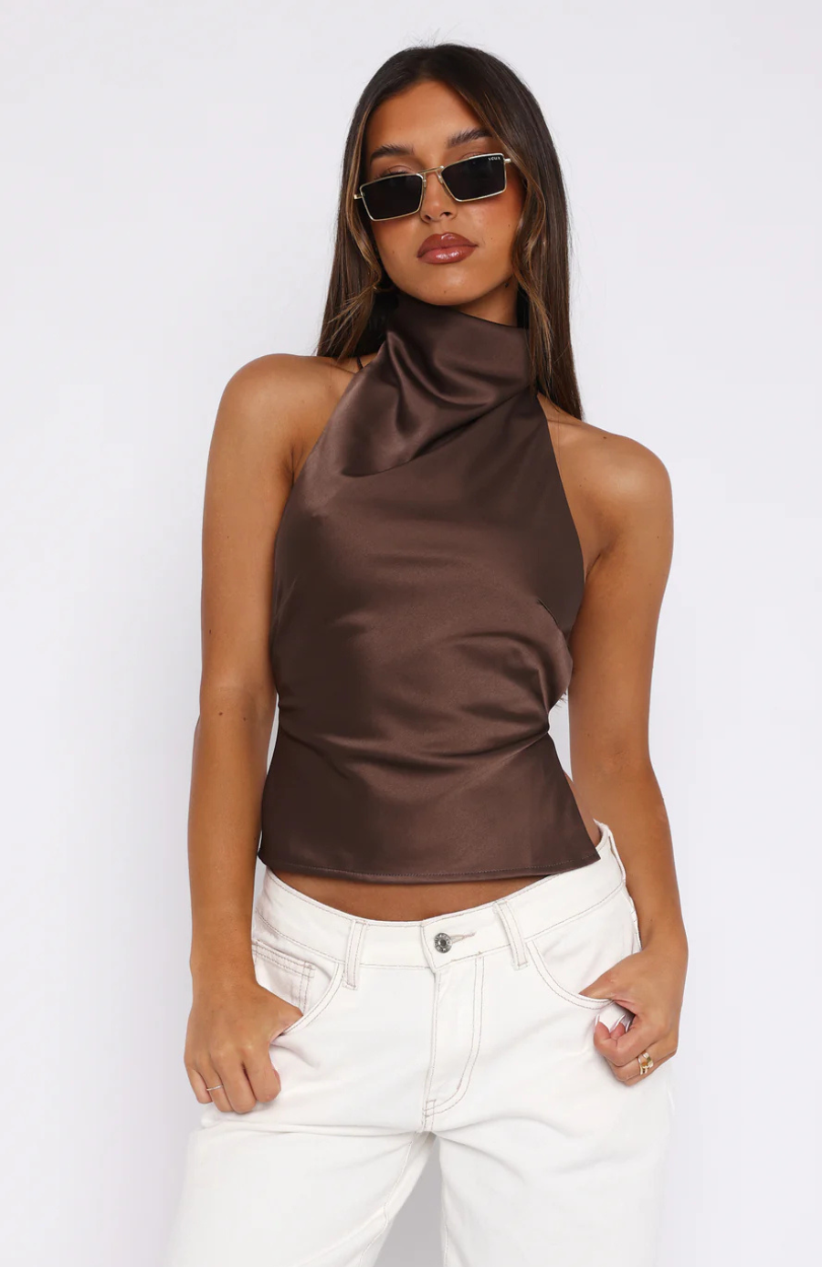 Martina - Top halter satinado espalda descubierta