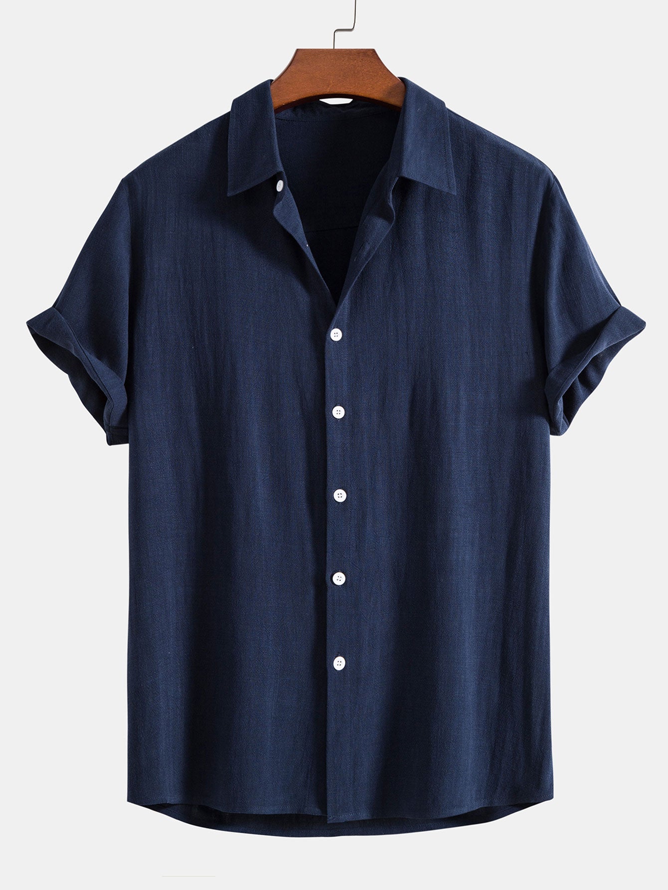 Camisa con botones en mezcla de lino y rayón