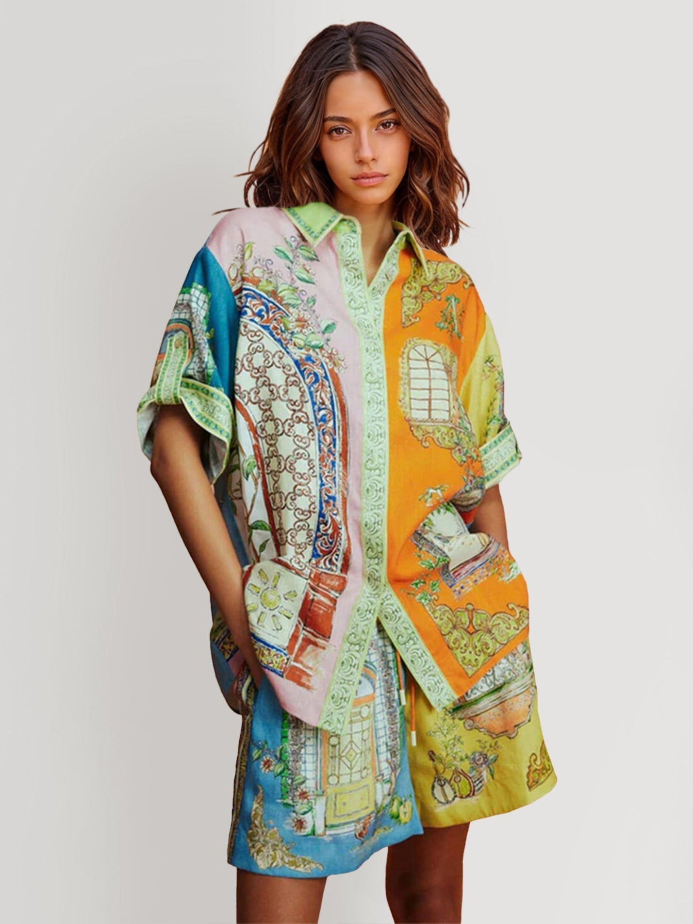 CONJUNTO CAMISERO ESTAMPADO OVERSIZE