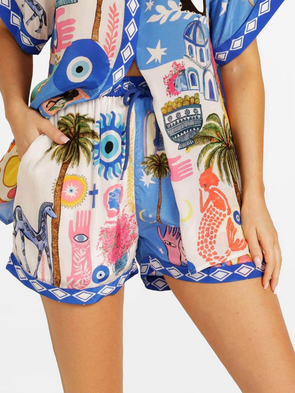 Clara - Conjunto camisero estampado mediterráneo
