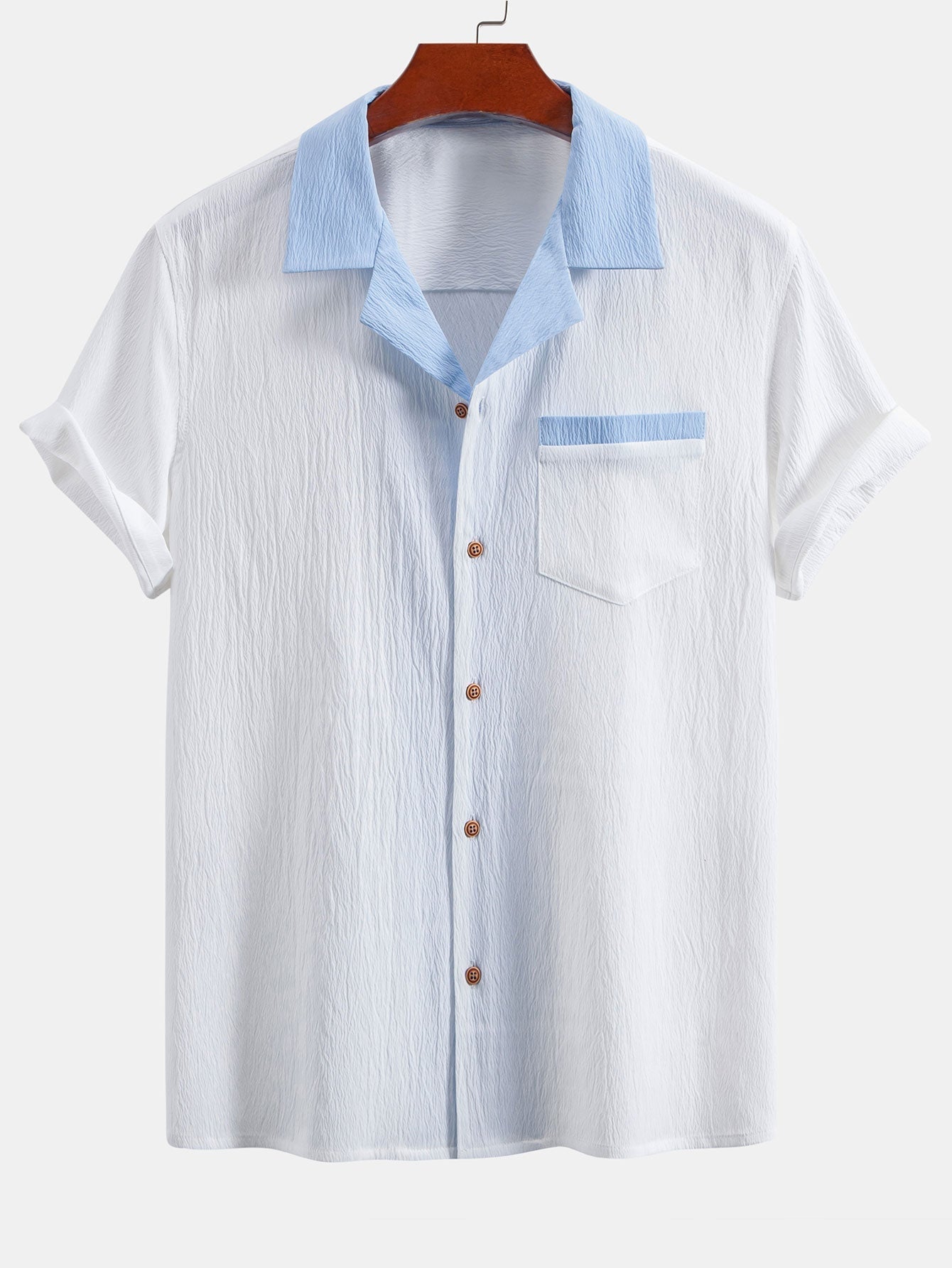Camisa cubana texturizada en contraste + pantalón recto
