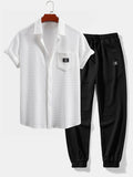 Camiseta waffle de manga corta + joggers waffle con cordón