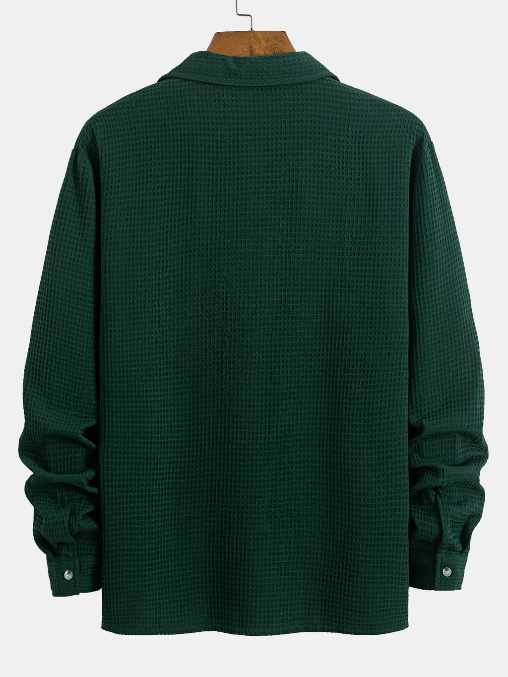Camisa waffle de manga larga con cuello cubano