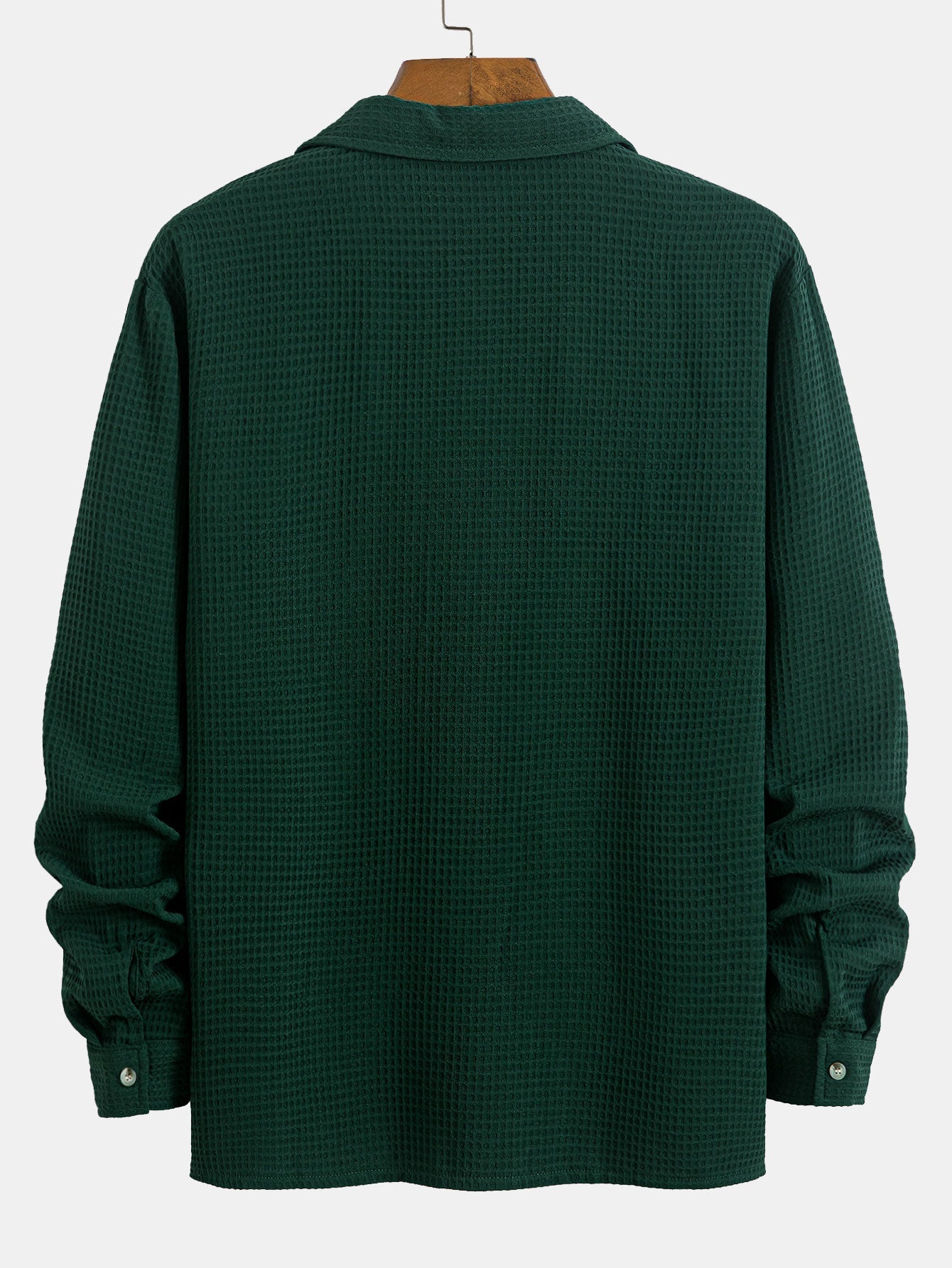 Camisa waffle de manga larga con cuello cubano