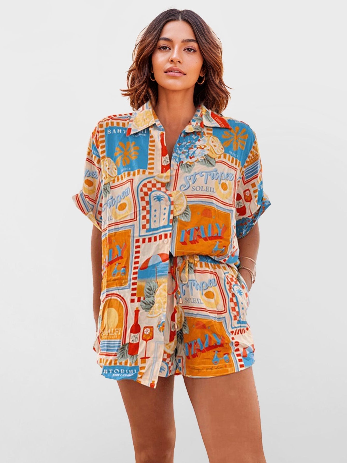 Sara - Conjunto camisa oversize y short estampado