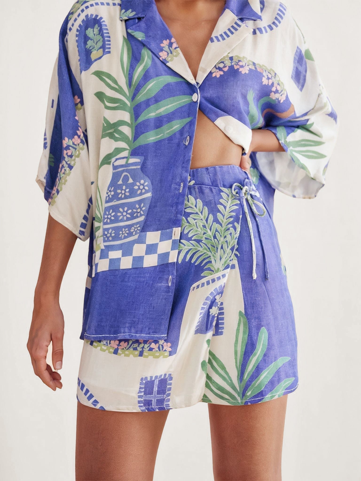 Emma - Conjunto camisero estampado costa azul