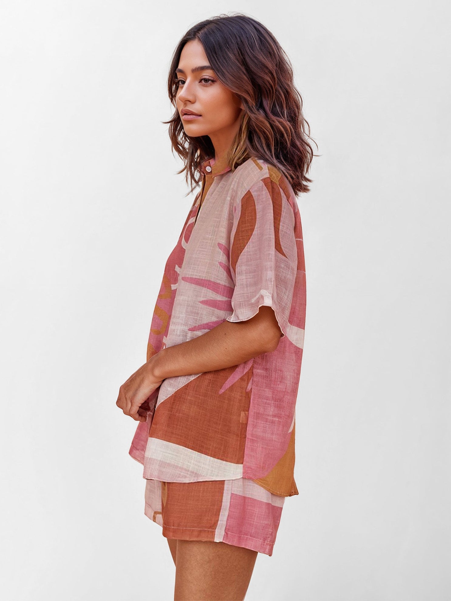 Alba - Conjunto camisero estampado terra rosa