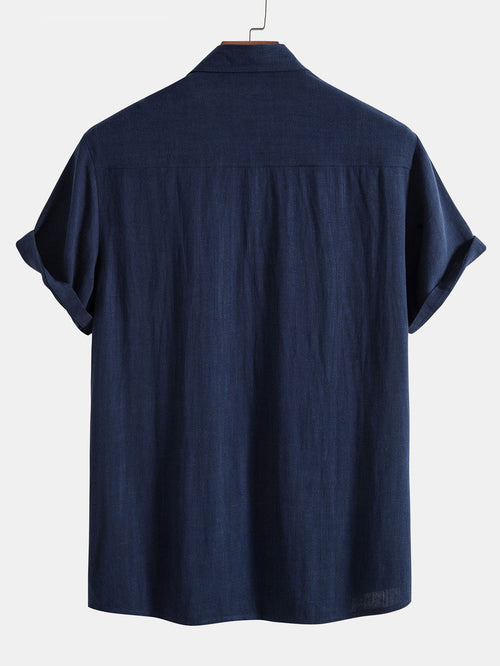 Camisa con botones en mezcla de lino y rayón