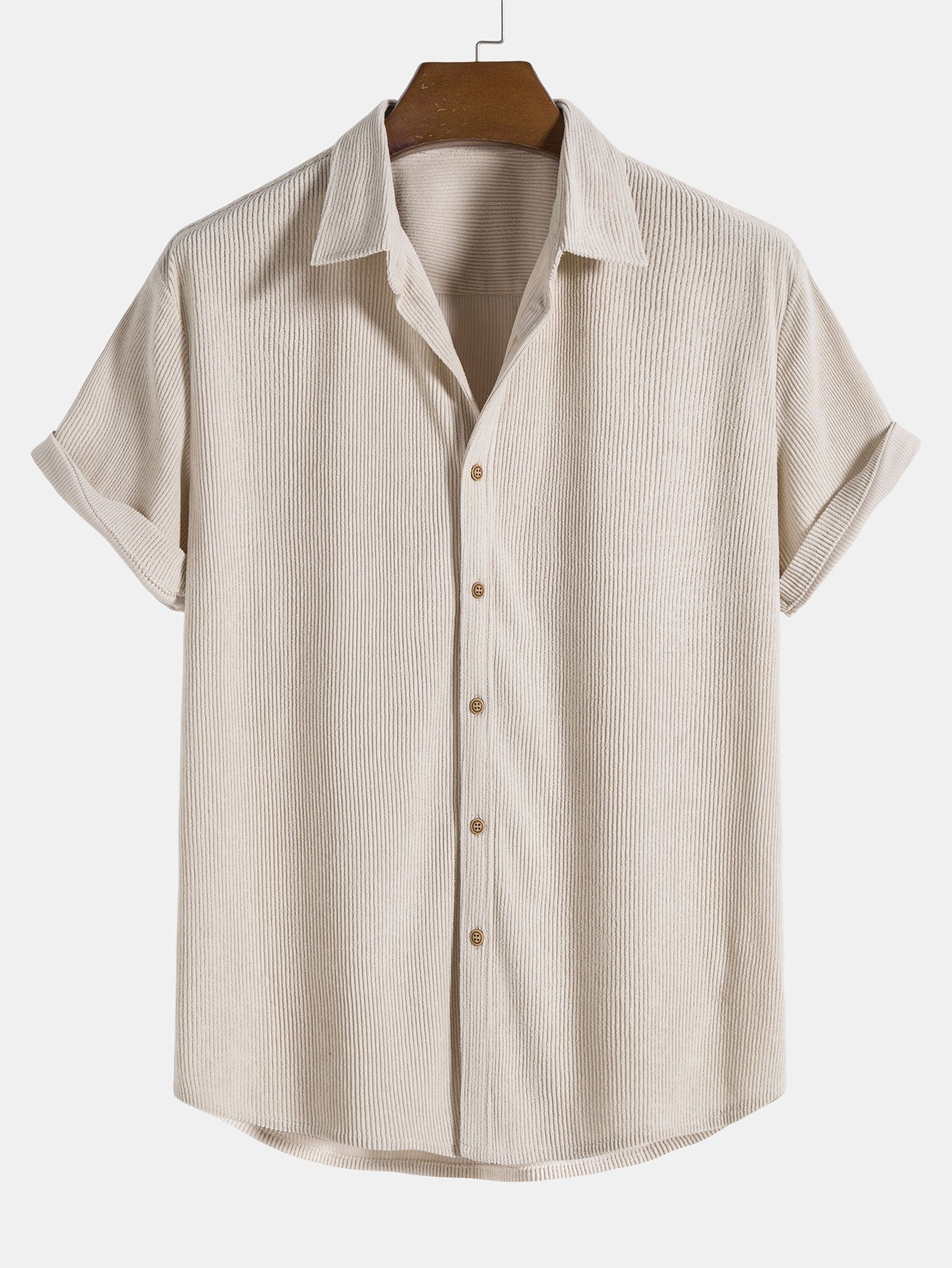 Camisa de algodón con botones y mangas cortas