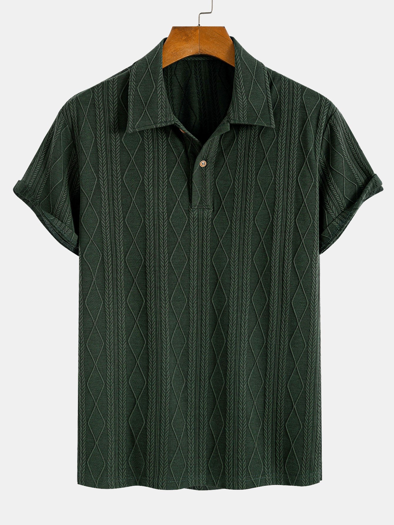 Gebreide Geometrische Ruit Jacquard Polo  Polo jacquard de rombos geométricos de punto