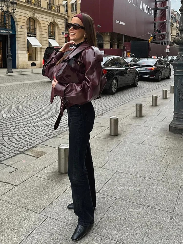LINA - Chaqueta de cuero estilosa