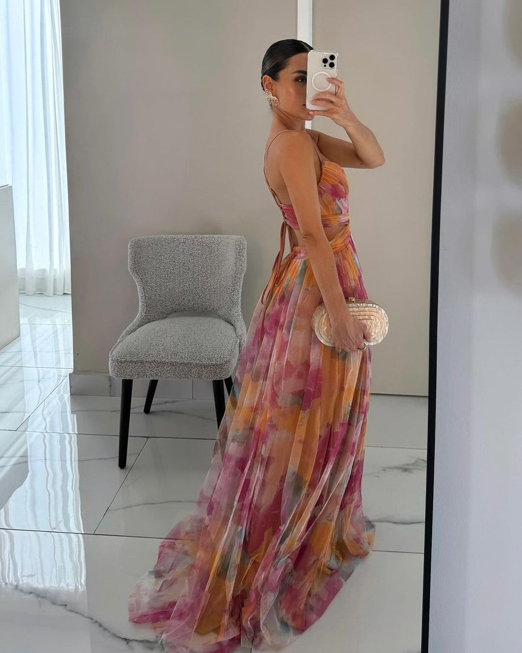 GISELLE - Vestido largo de gasa