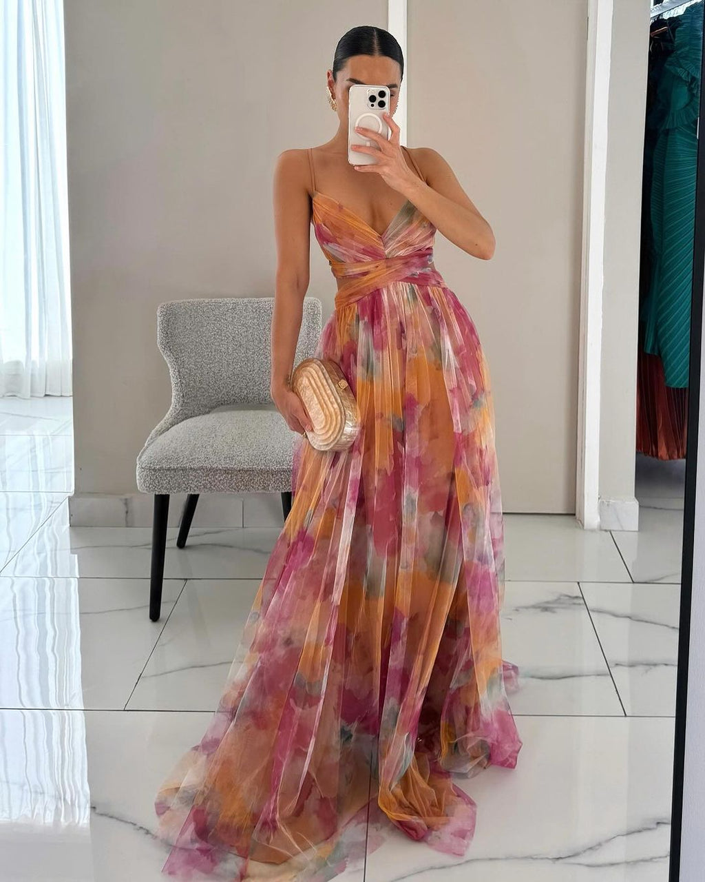 GISELLE - Vestido largo de gasa