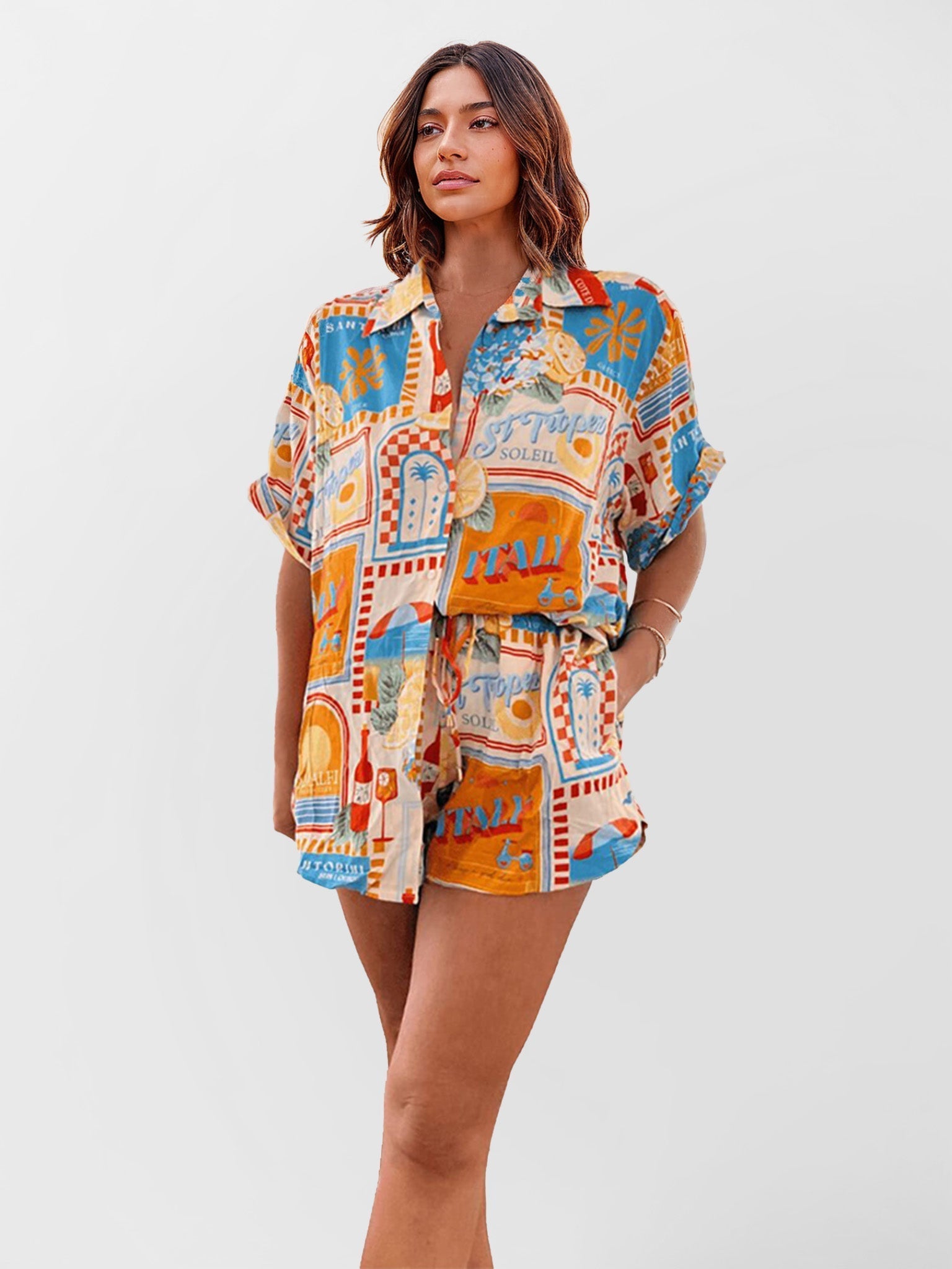 Sara - Conjunto camisa oversize y short estampado