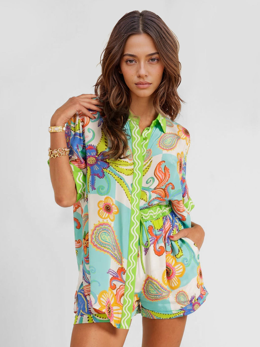 Elena - Conjunto camisero estampado boho