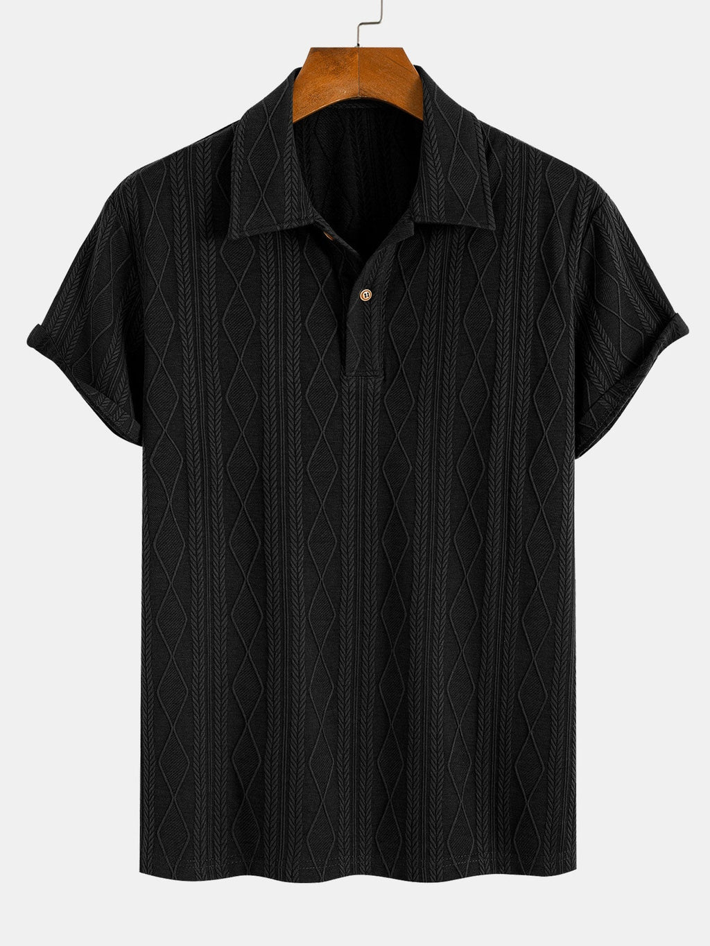 Gebreide Geometrische Ruit Jacquard Polo  Polo jacquard de rombos geométricos de punto