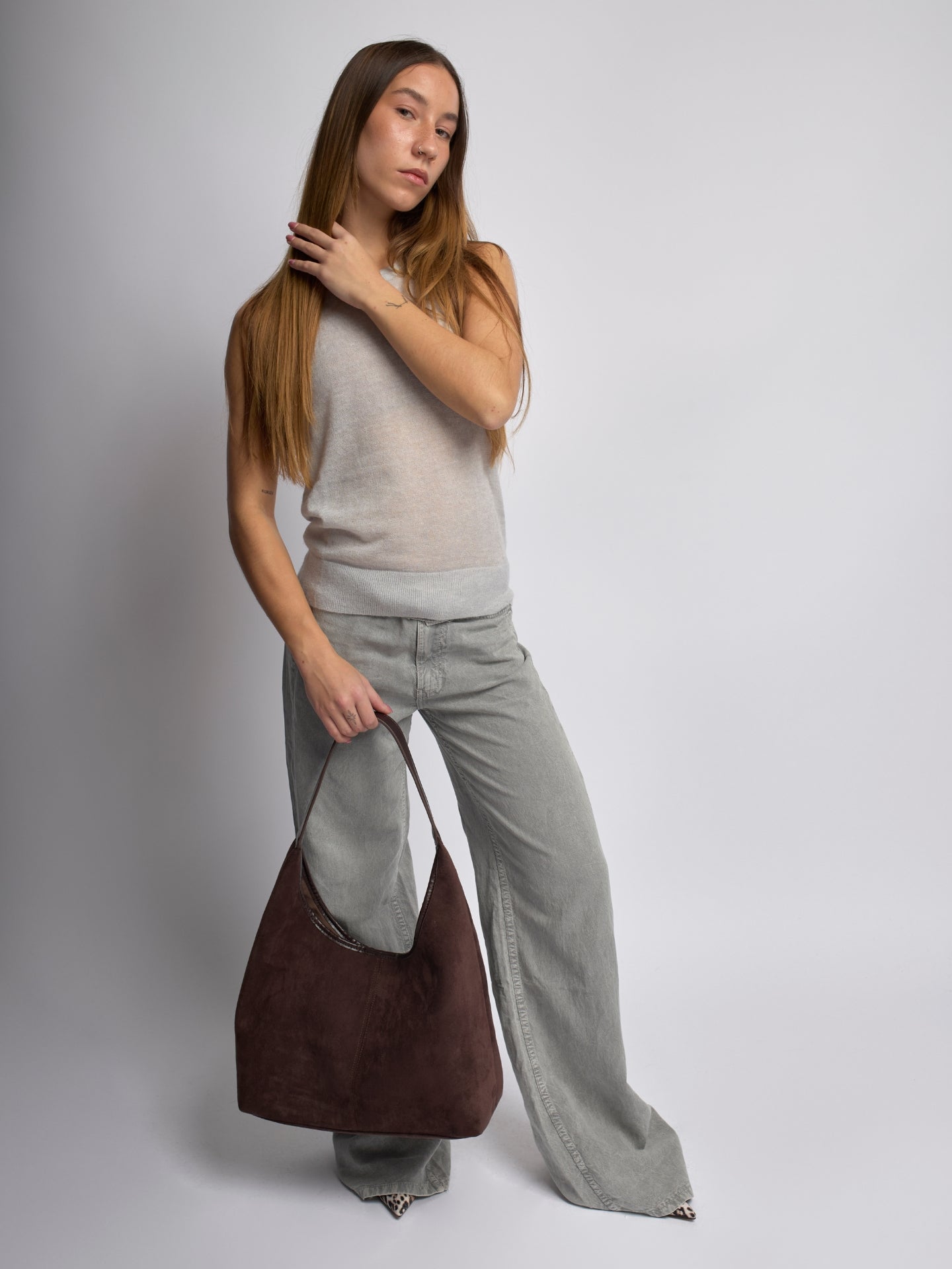 Suede Daily Leather Tote - Bolso tote diario de ante