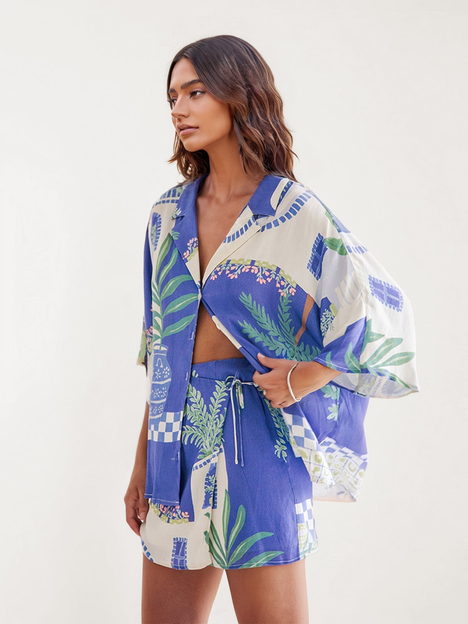 Emma - Conjunto camisero estampado costa azul