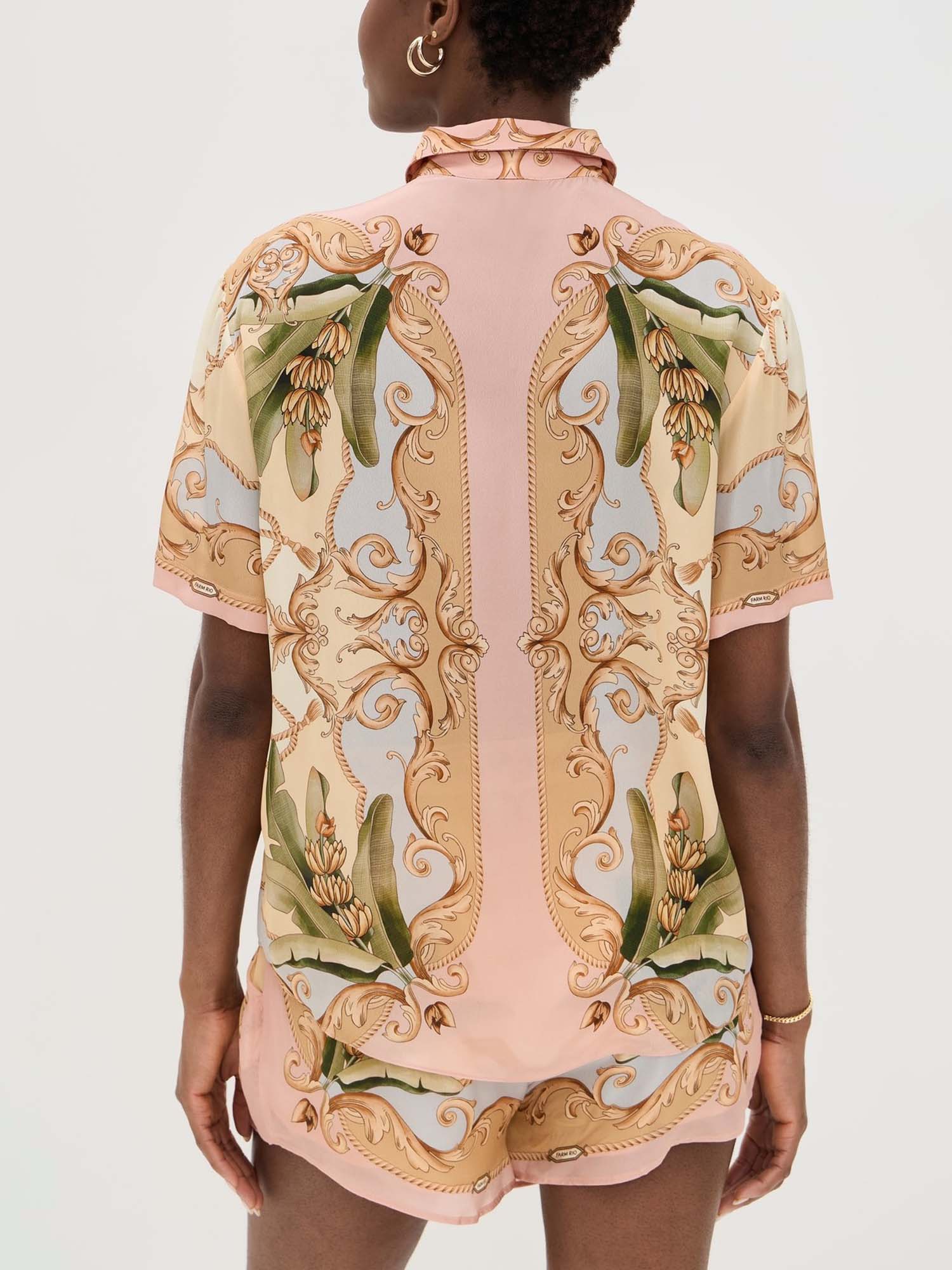 Julia - Conjunto camisero estampado barroco tropical