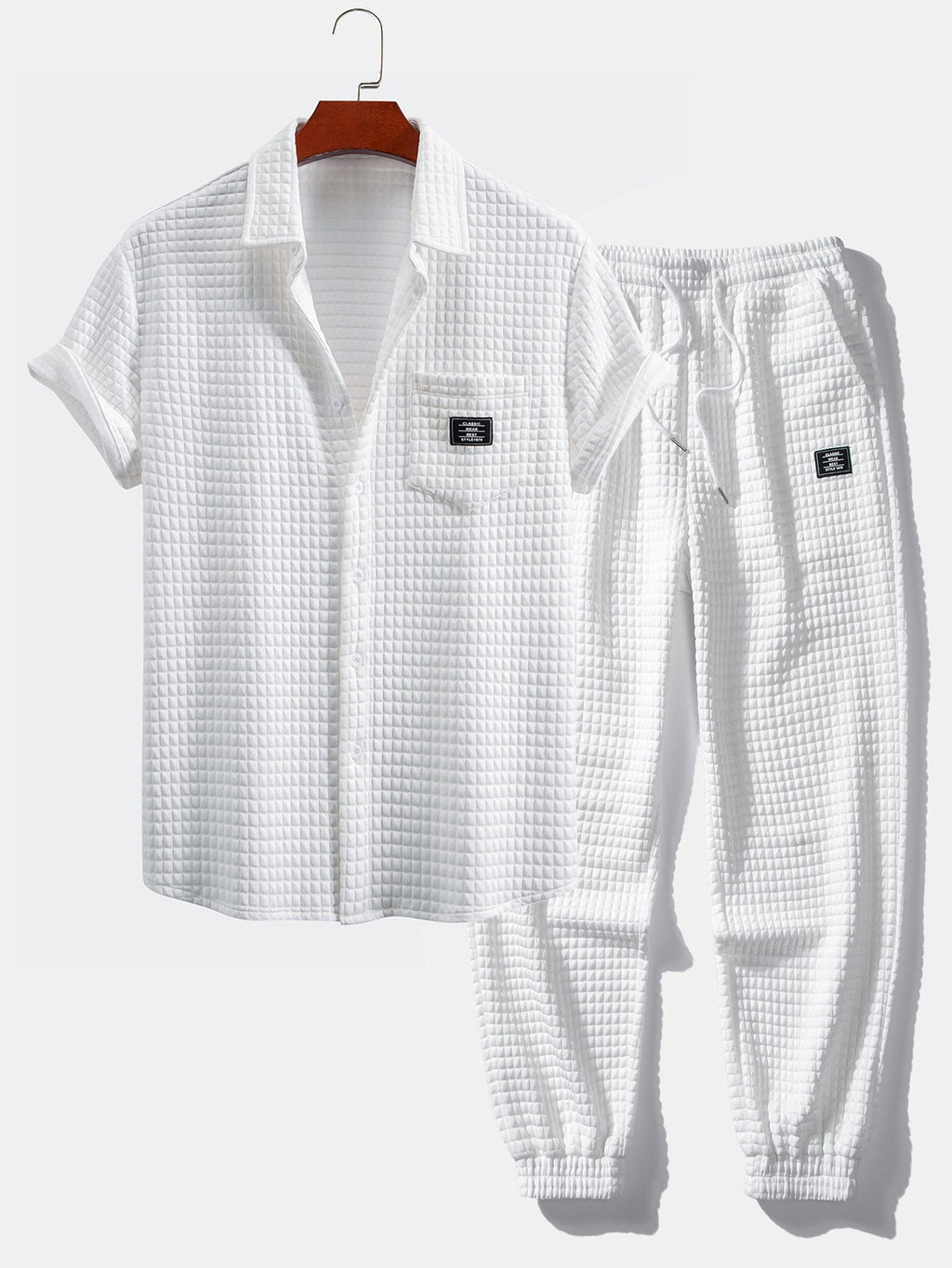 Camiseta waffle de manga corta + joggers waffle con cordón