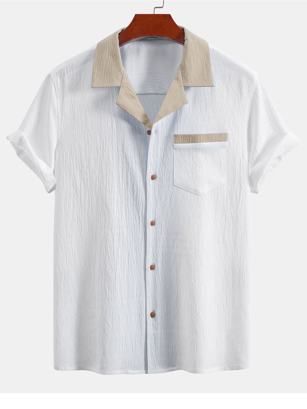 Camisa cubana texturizada en contraste + pantalón recto