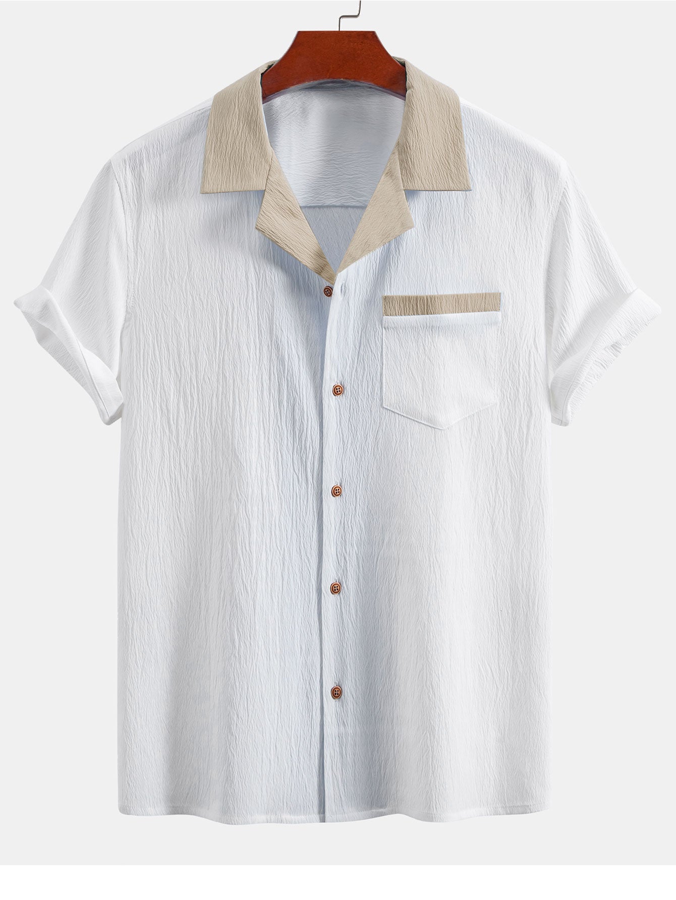 Camisa cubana texturizada en contraste + pantalón recto