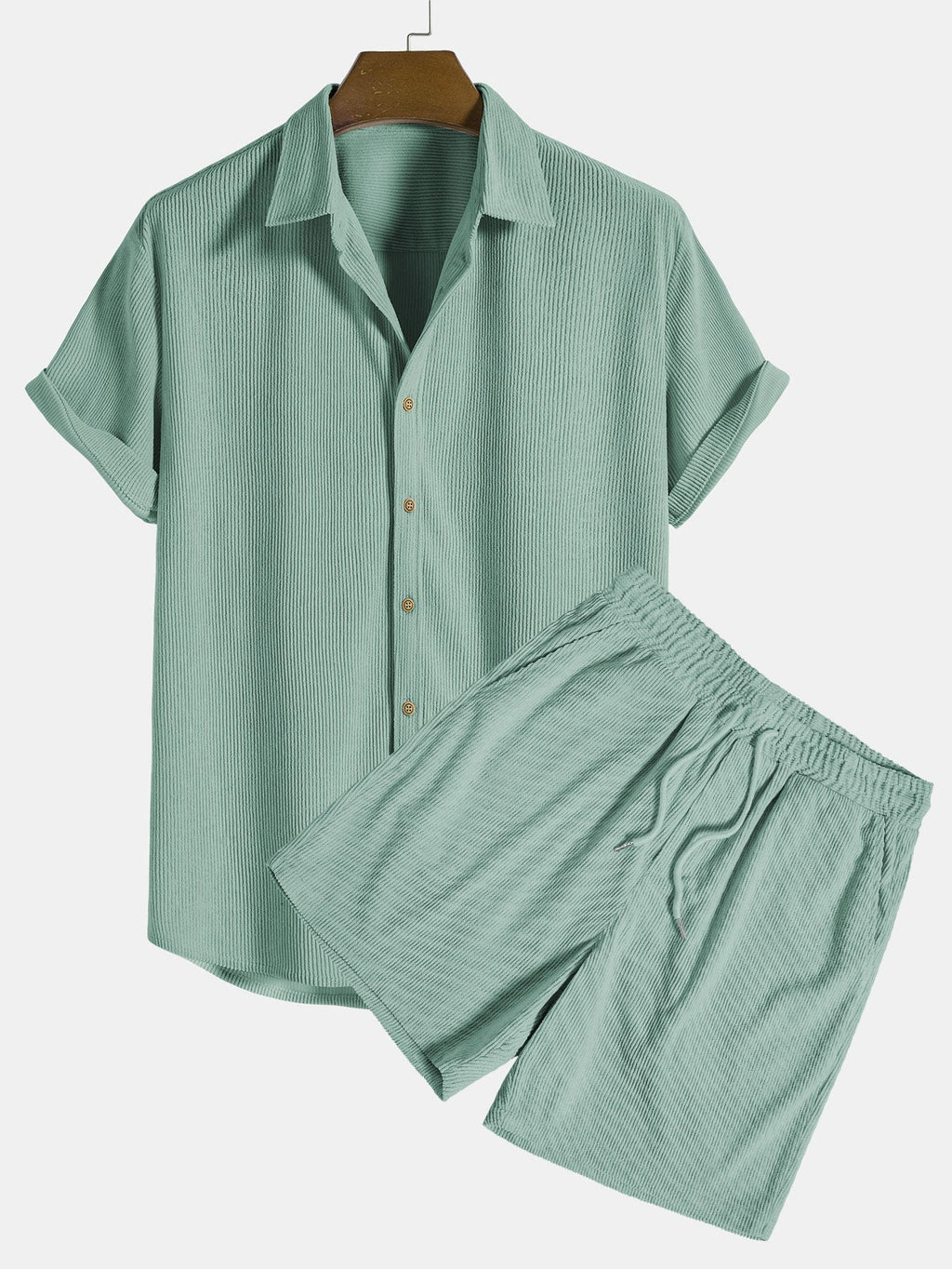 Camisa de pana de manga corta con botones + shorts