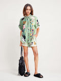 CONJUNTO CAMISA Y SHORT ESTAMPADO TROPICAL
