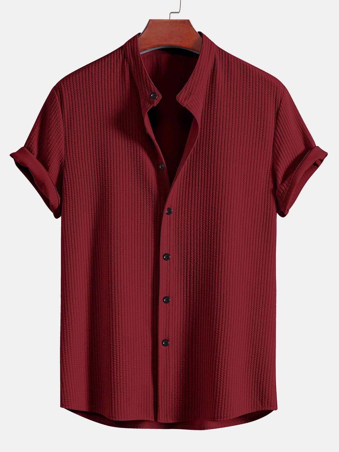 Camisa muscle fit acanalada con cuello alto + shorts