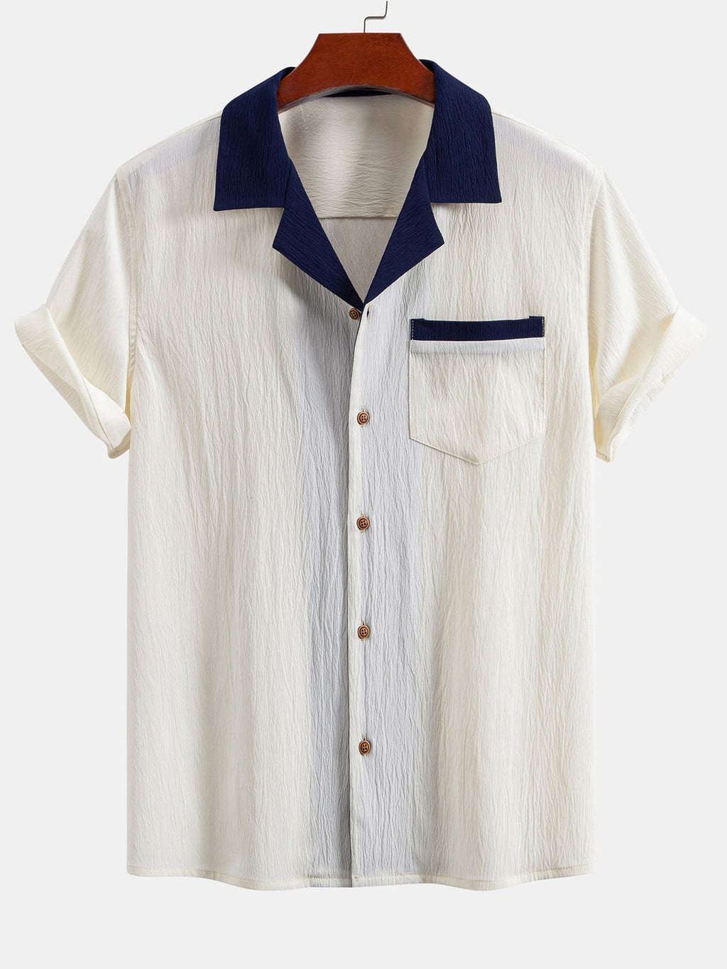Camisa cubana texturizada en contraste + pantalón recto