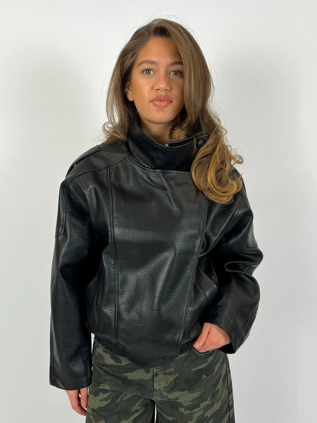 LAUREN - Chaqueta oversize de piel sintética