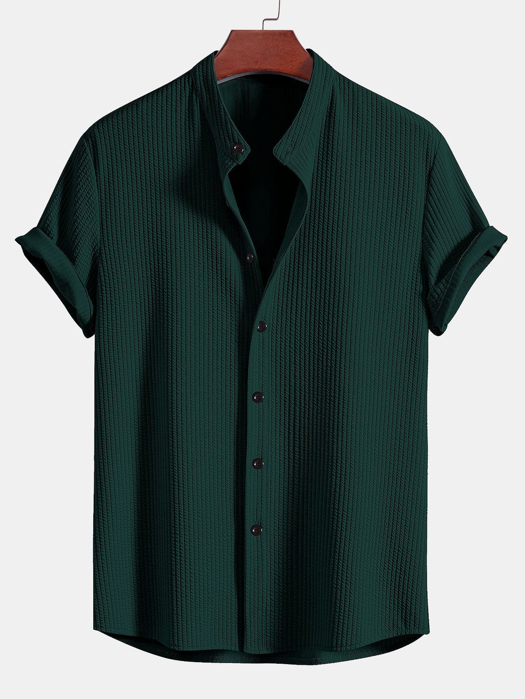 Camisa muscle fit acanalada con cuello alto